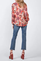 Summum V-Neck Bold Flower Top - Multicolor