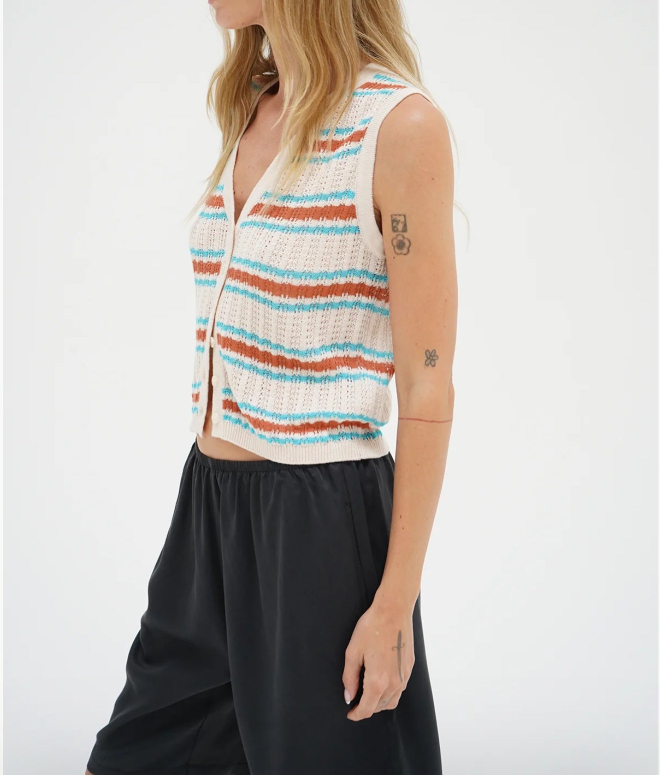 LNA Lou Sleeveless Cardigan - Sedona Stripe