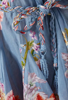 Hemant & Nandita Short Dress With Braided Belt - Pink/Blue Mix