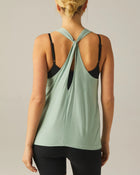 Beyond Yoga Featherweight Captivate Cutout Tank - Minty Slate Heather