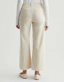 AG Jeans Kassie Corduroy High Rise Wide Leg Crop- Sulfur Cream Froth