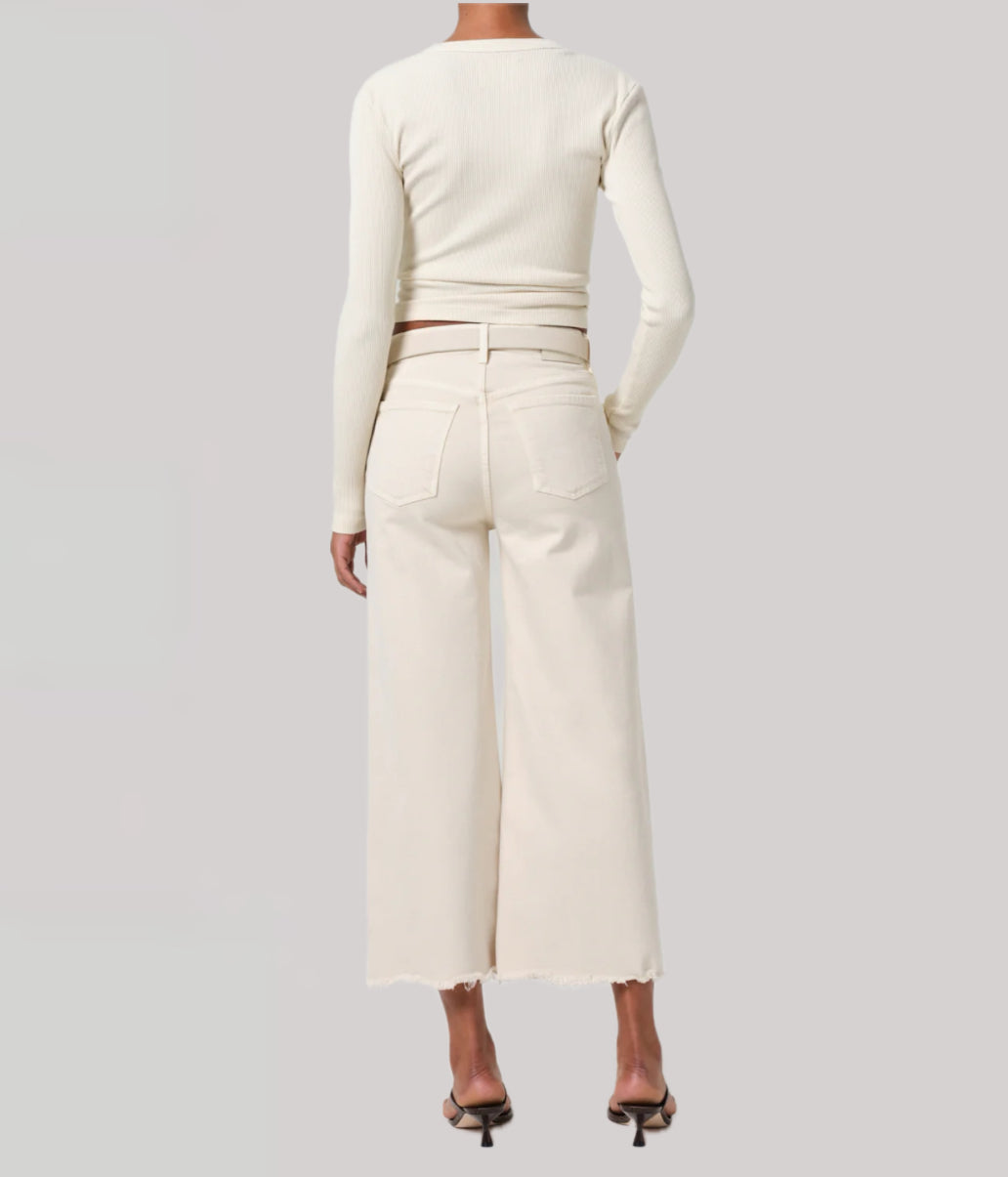 Citizens of Humanity Lyra Wide Leg Crop Raw Hem - Almondette