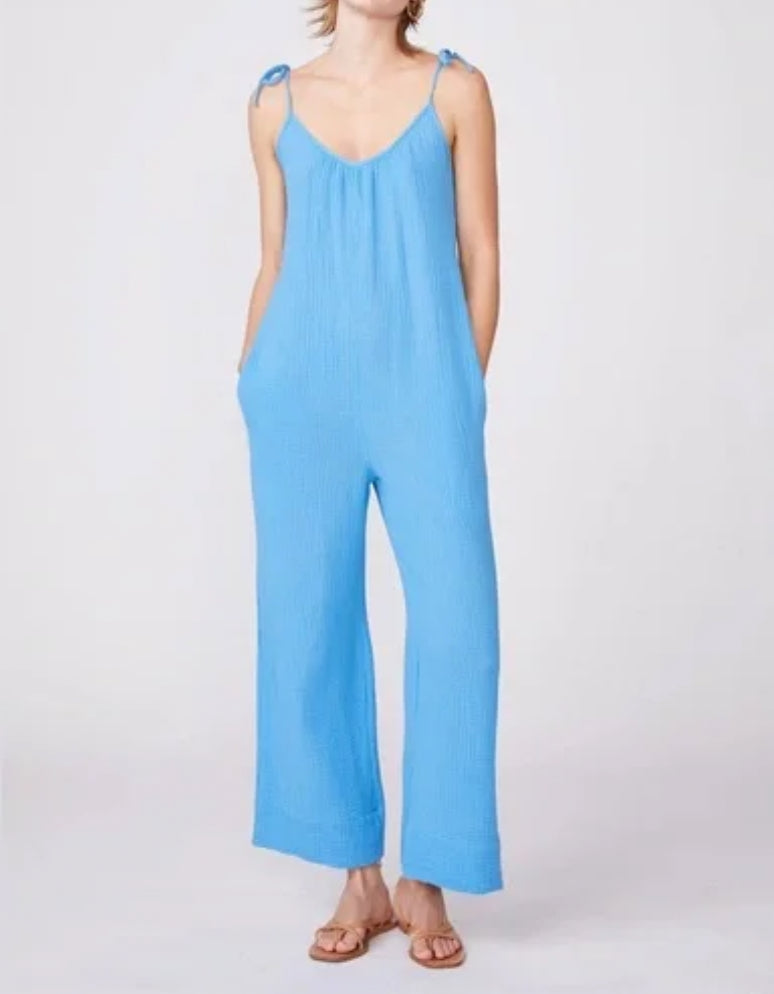 Stateside Gauze Tie Shoulder Jumpsuit - Sail