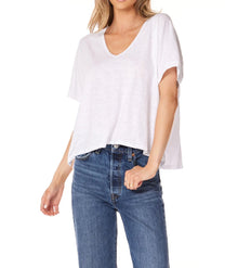 bobi V Neck Boxy Dolman Tee - White