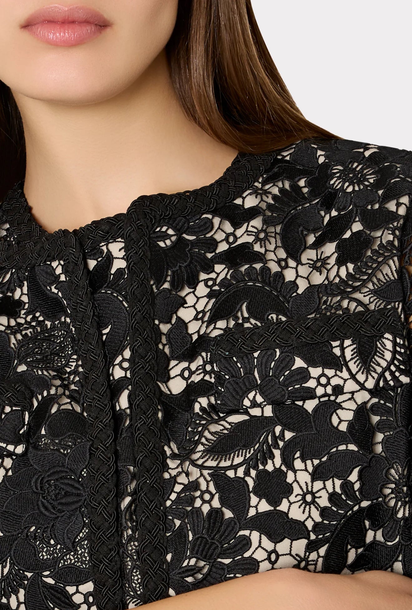 MILLY 3D Garden Lace Jacket - Black