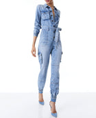 alice + olivia Etha Chambray Jumpsuit - Lightning Blue