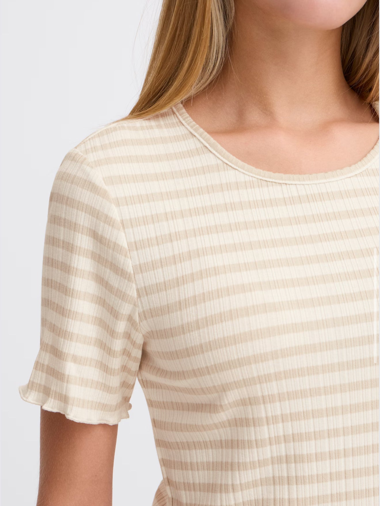 ICHI Cella Stripe T-Shirt - Oatmeal