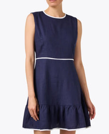 Sail To Sable Navy Ruffle Hem Dress