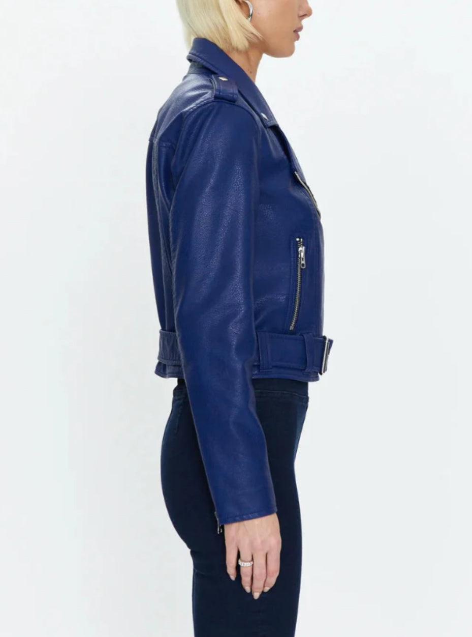 Pistola Tracy Cropped Moto Jacket - Electric Blue