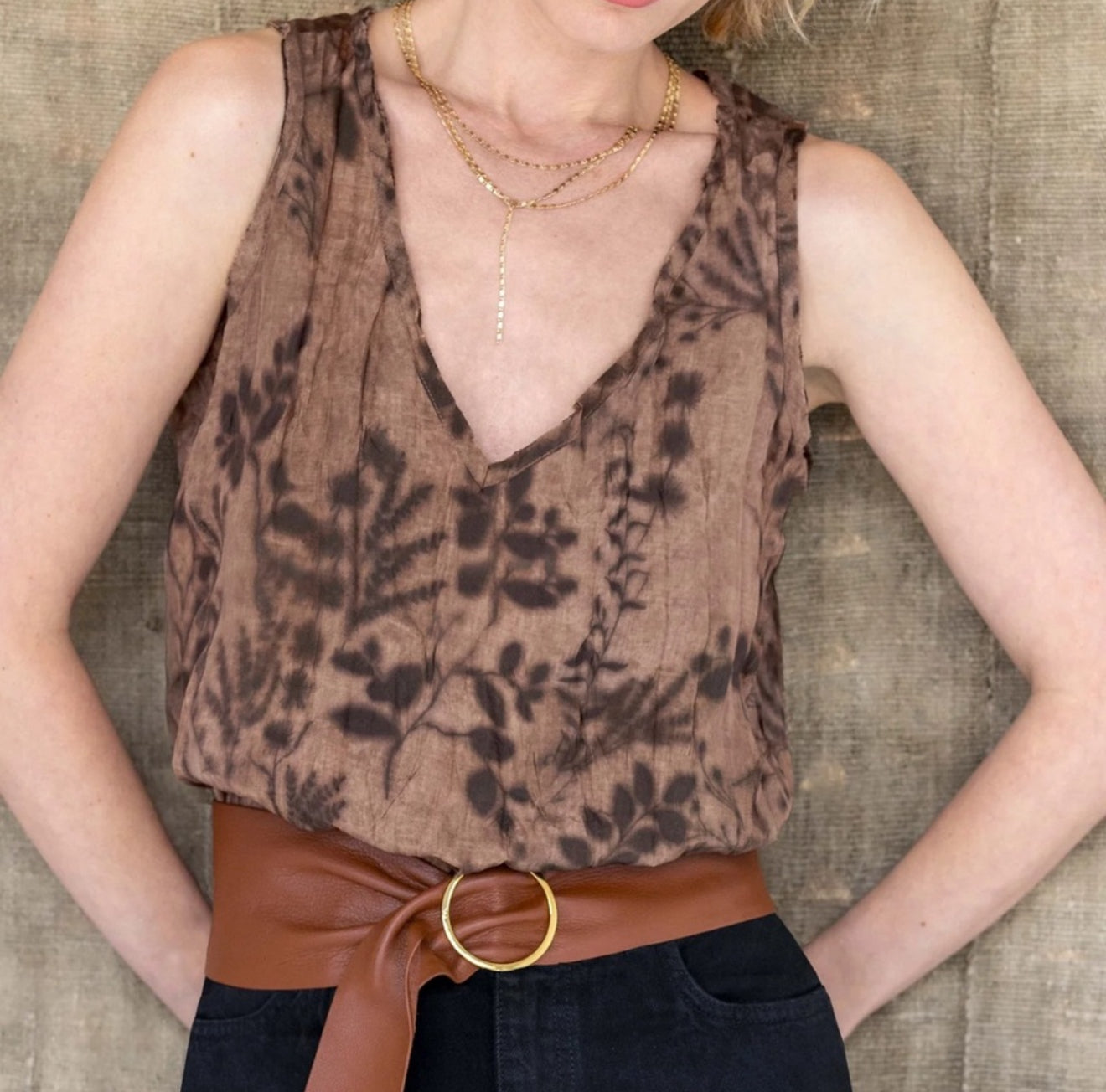 go BY GOSILK Crinkle Cut Tank - Chai Society