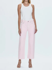 Pistola Lexi Mid Rise Bowed Straight Jean - Blush