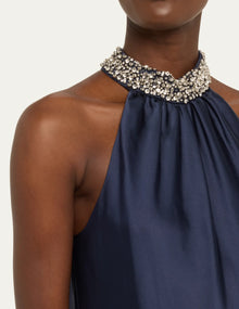 SIMKHAI Navi Sleeveless Crystal-Embellished Top - Midnight