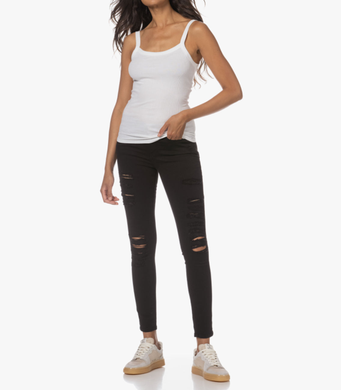 Frame Le Skinny de Jeanne Ripped Jeans - Film Noir