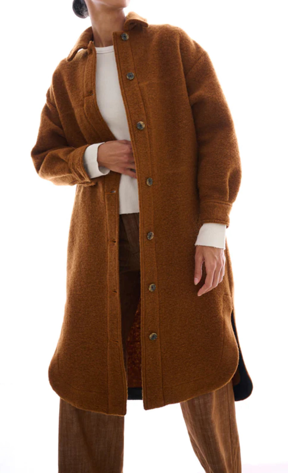 Pharaoh Gabi Long Shirt Jacket - Chestnut