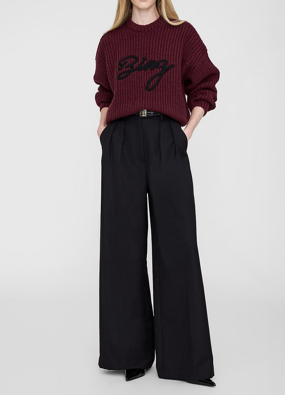 Anine Bing Sydney Crew Sweater Signature - Zinfandel