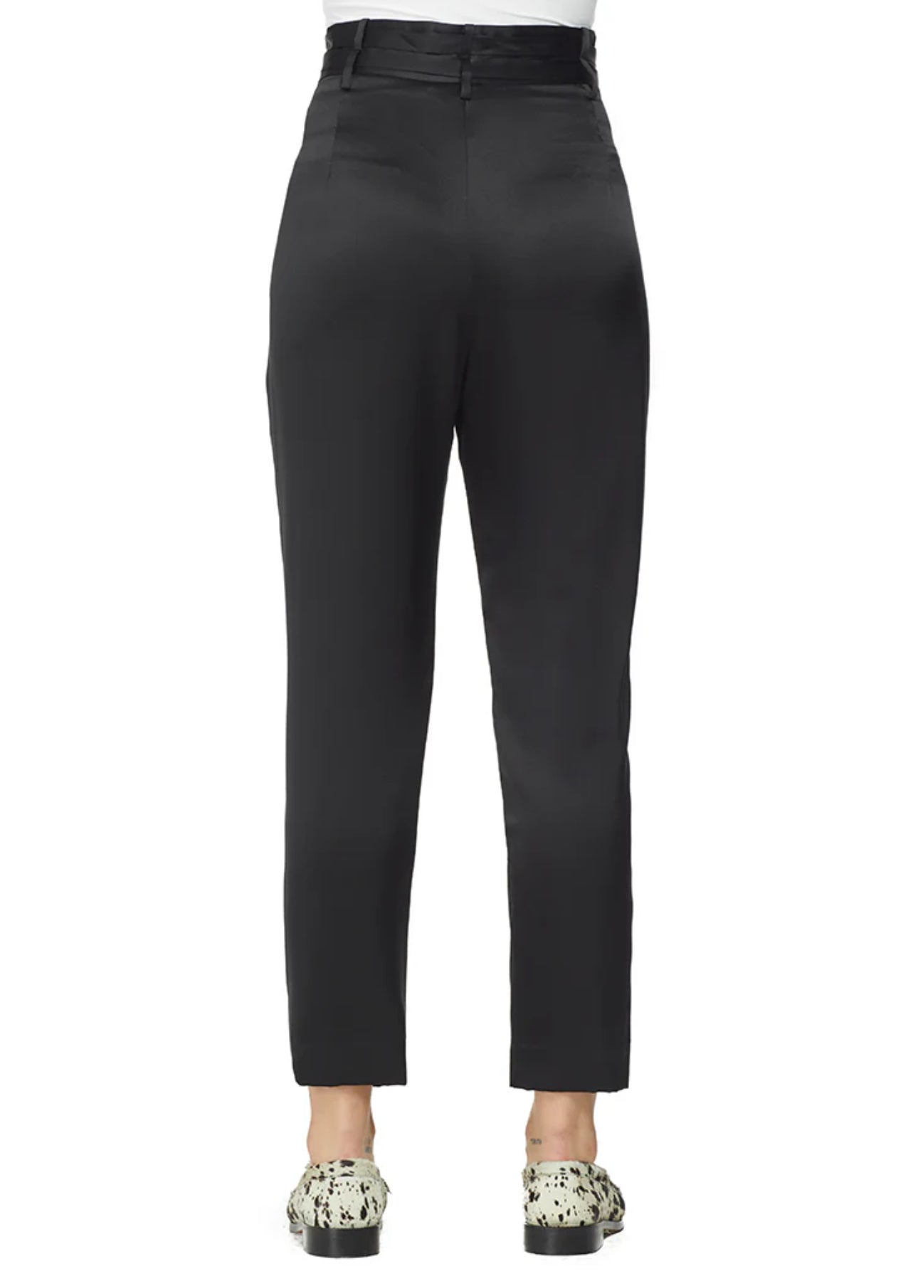 Michelle Mason Paperbag Cropped Trouser - Black