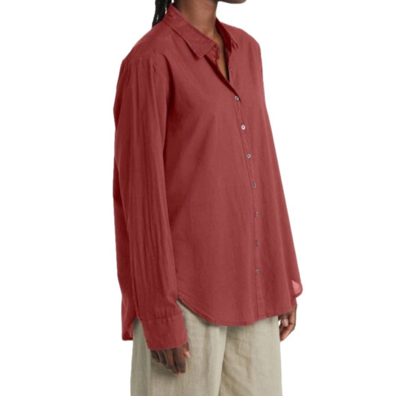 Xirena Beau Cotton Shirt - Brick Red