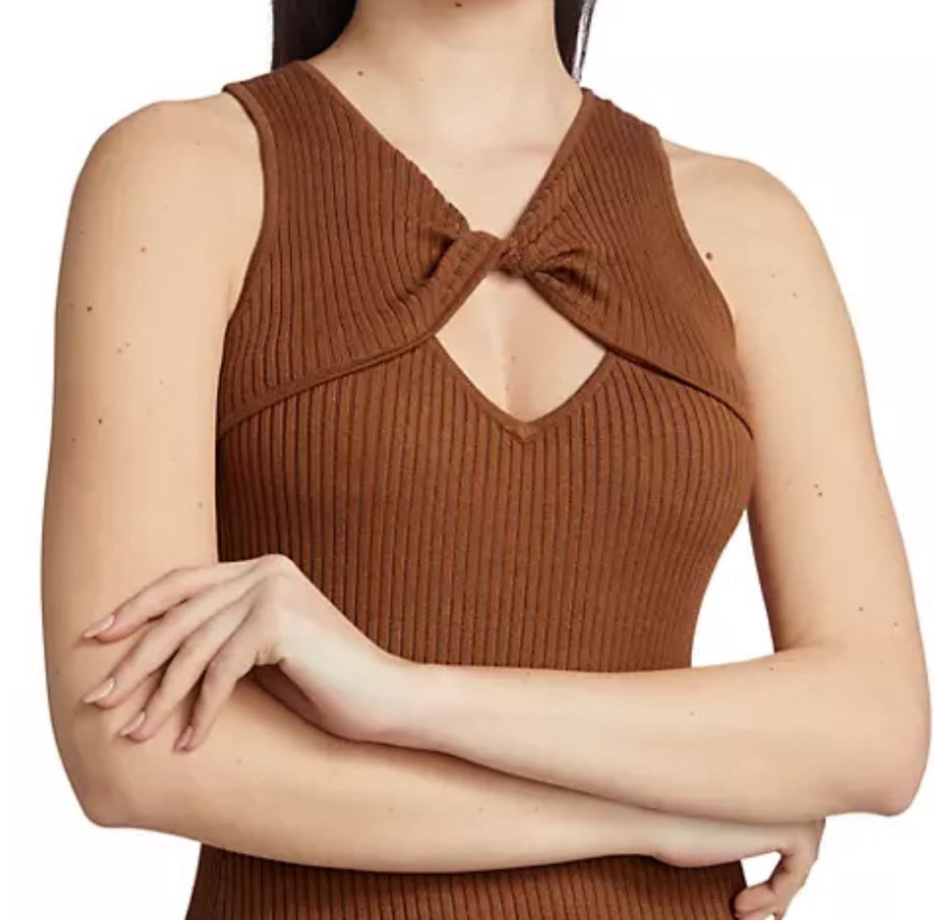 dh New York Addison Rib Knit Midi Dress - Chestnut