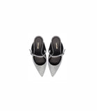 Larroude Candy Lurex Mules - Silver
