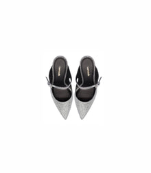 Larroude Candy Lurex Mules - Silver