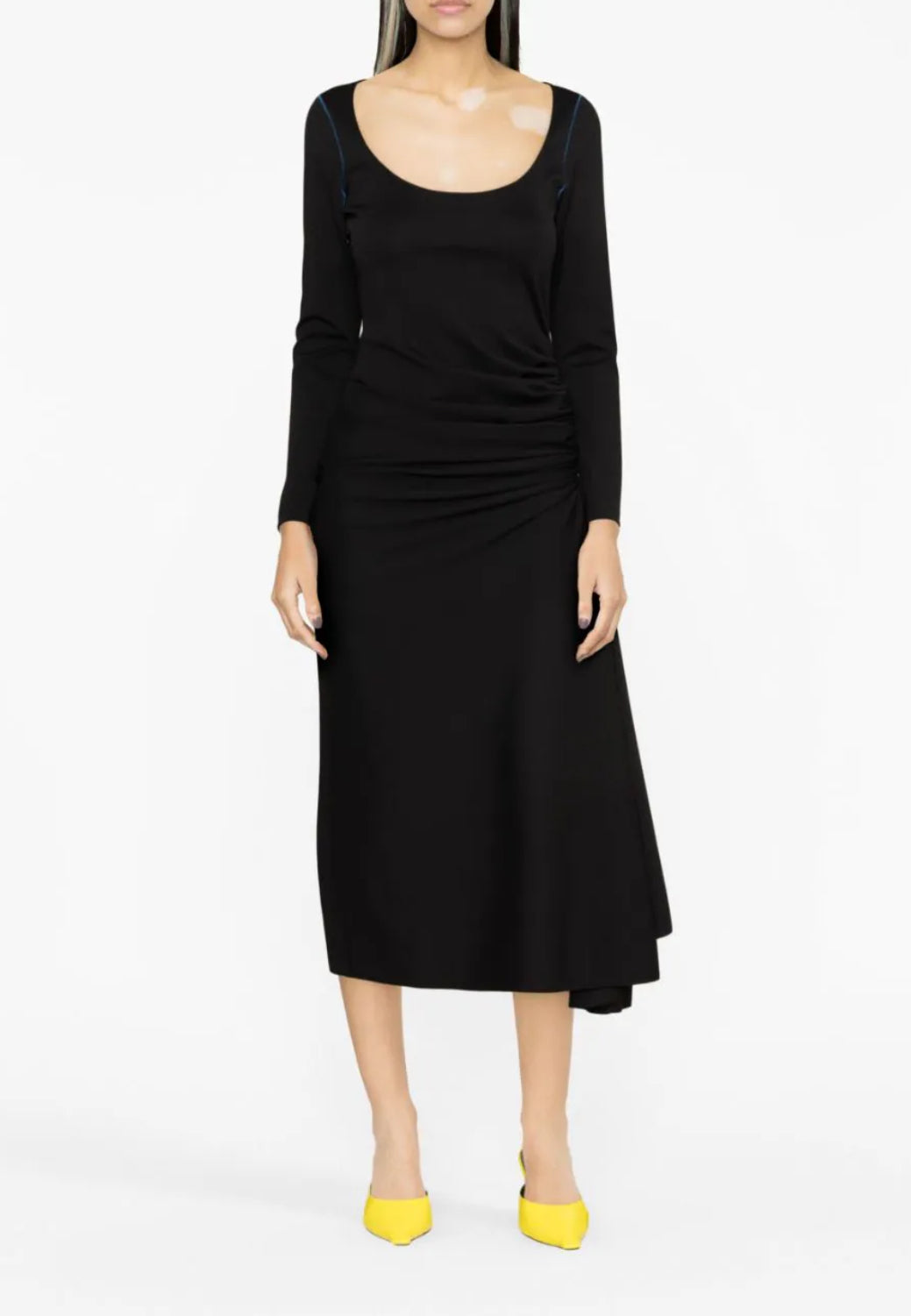 Marni Long Sleeve Midi Dress - Black/Blue