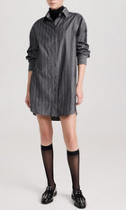 Enza Costa Charcoal Pinstripe Shirt Dress