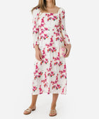 ba&sh Elonor Square Neck Midi Dress - Ecru