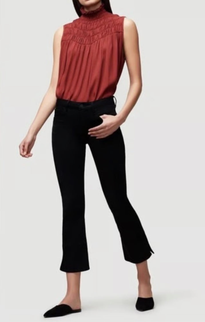 Frame Smocked Mock Neck Top - Burnt Henna