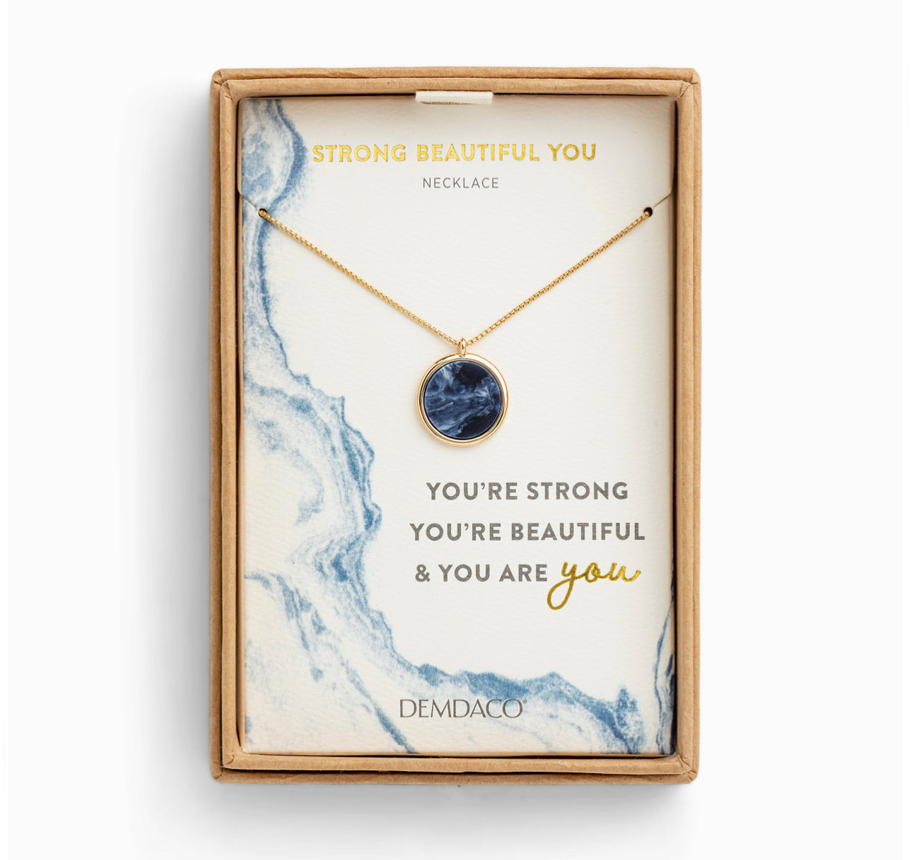 DEMDACO Strong-Beautiful-YouNecklace - Blue Marble