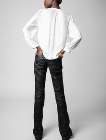 Zadig & Voltaire Teck Satin Raye Blouse - Off White