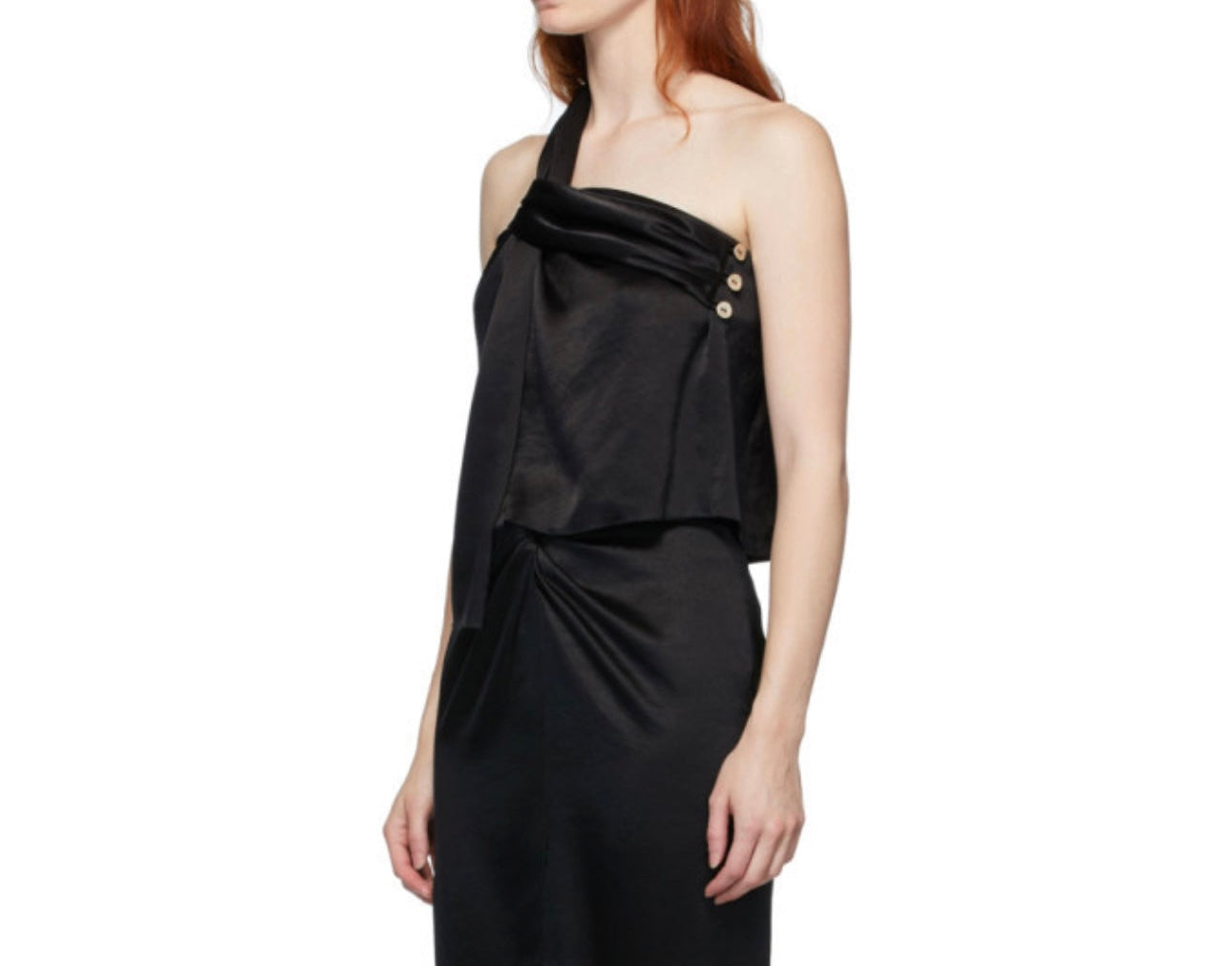 Nanushka Manon Satin Single Strap Top - Black