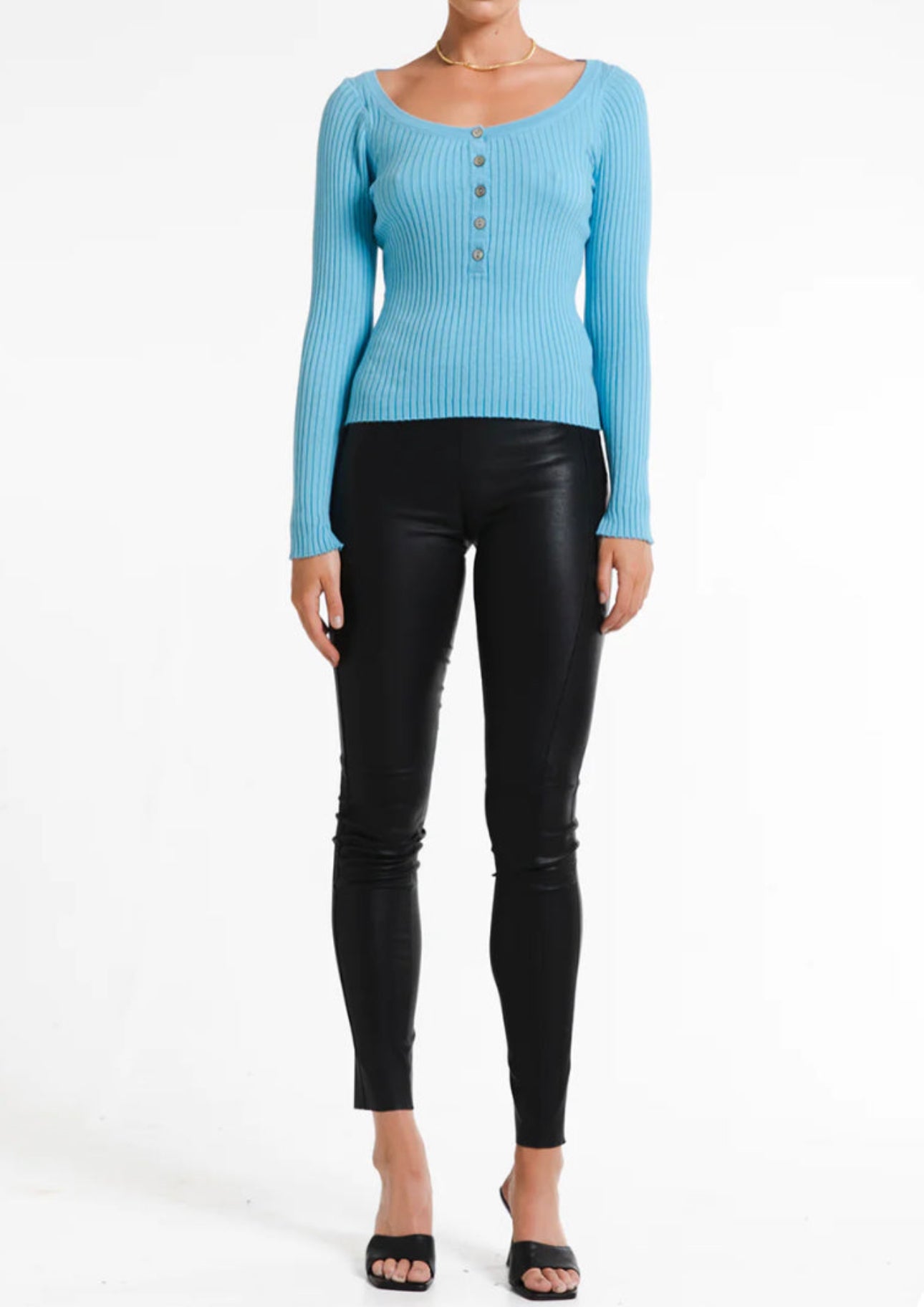 St. Cloud Label Hazel Henley Knit - Blue