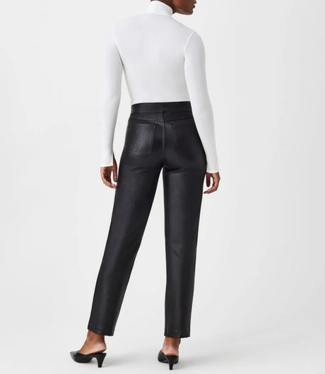 Spanx Leather-Like Straight Leg Pant - Luxe Black