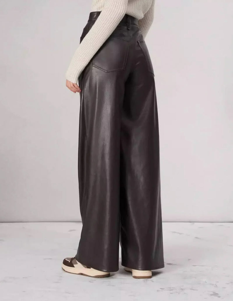 rag & bone Sofie Faux Leather Pants - Dark Brown