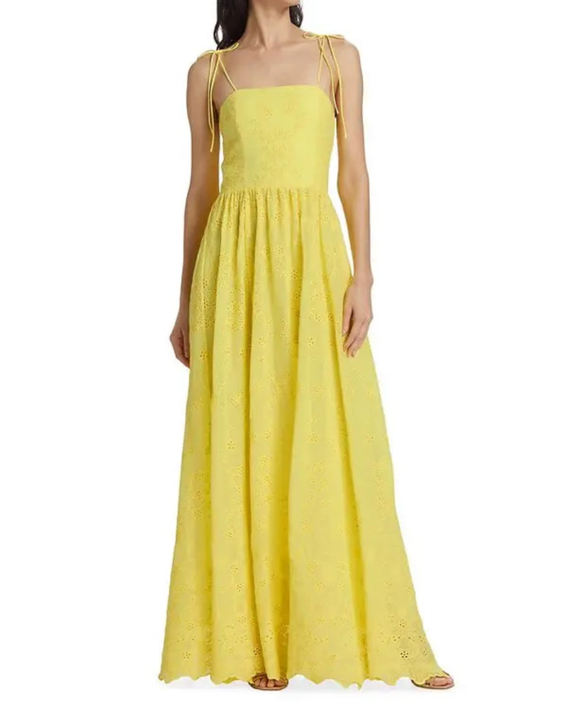 alice + olivia Juniper Tie Strap Maxi Dress - Lemon