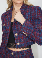 Generation Love Norah Tweed Blazer - Navy/Merlot