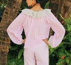 Blockprints Stella Ruffle Collar Top - Barbie Pink