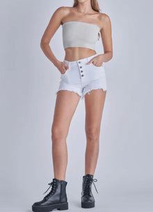 Hidden Jeans Sofie Four Button Mom Shorts - White