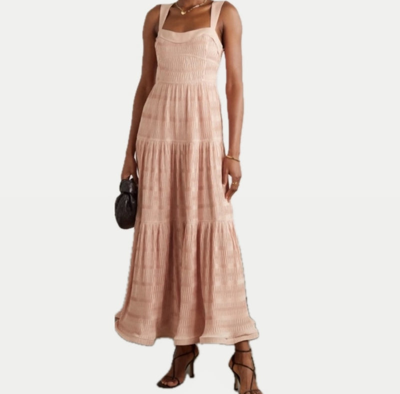 Jonathan Simkhai Celleste Plissé-Poplin Dress - Blush