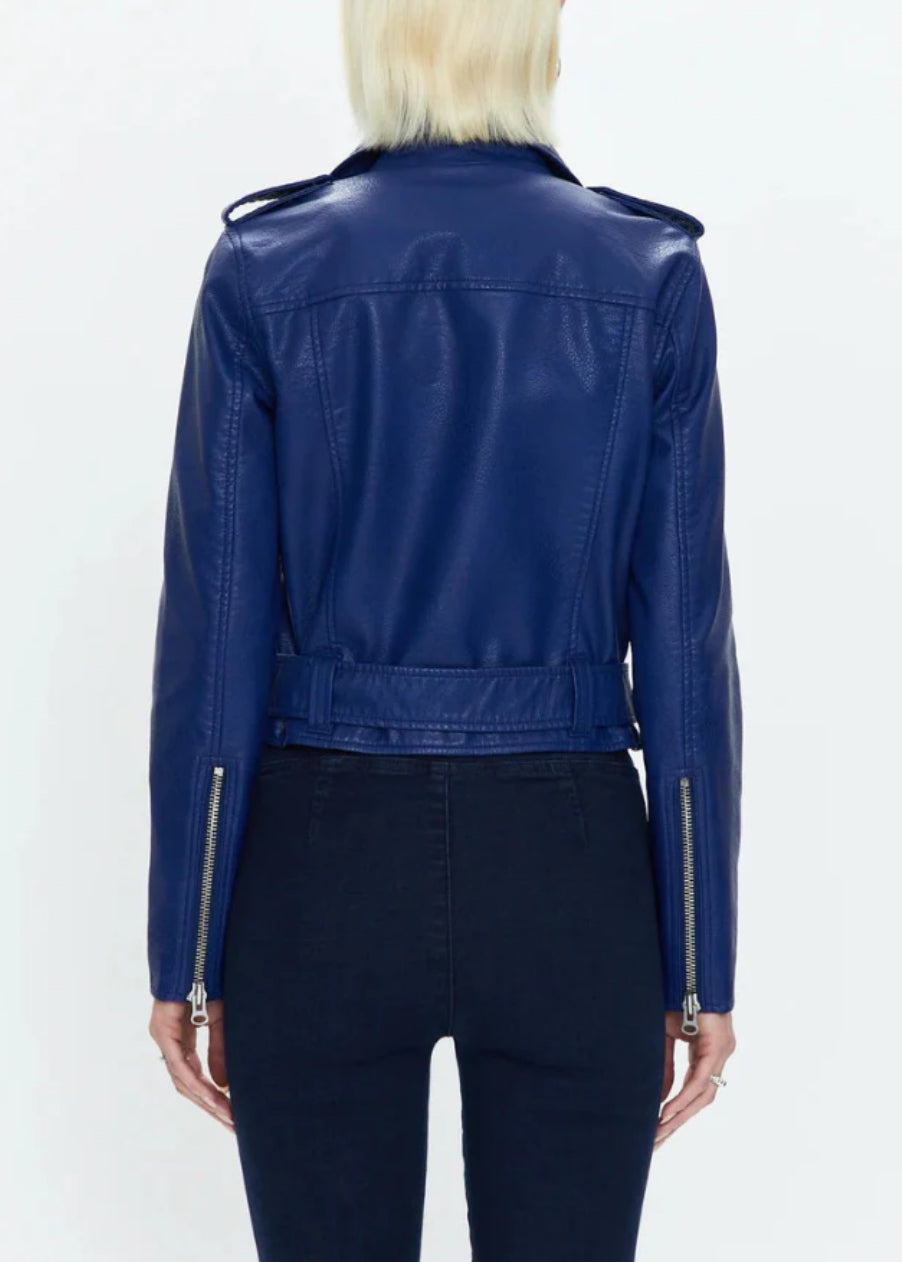 Pistola Tracy Cropped Moto Jacket - Electric Blue