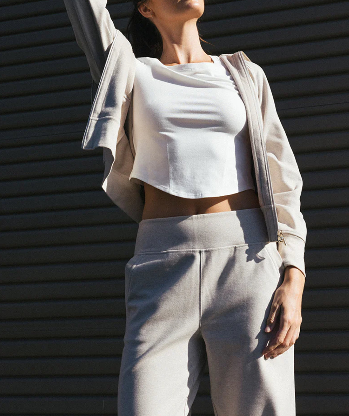 Thrive Société Quinn Rib Trim Trouser - Stone