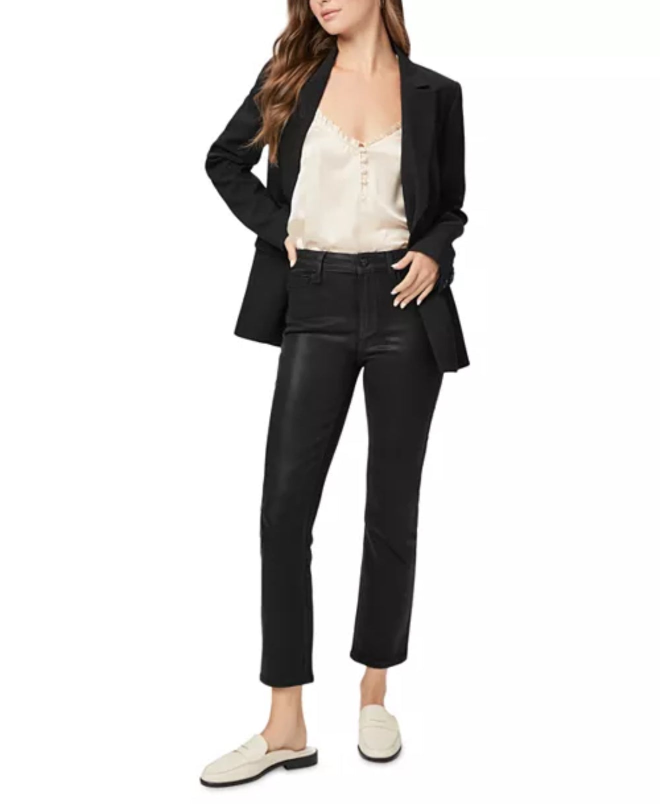 Paige Cindy Jeans - Black Fog Luxe Coating