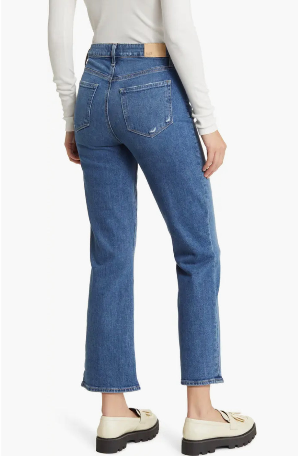 Paige Claudine Relaxed High Waist Ankle Flare Jeans - Concerto Distressed