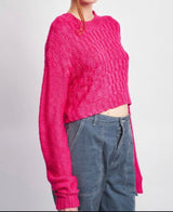 Emory Park Ashlyn Cropped Sweater - Fuchsia