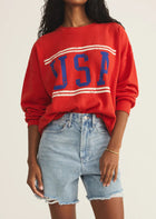 Z Supply USA Sunday Sweatshirt - Cabana Red