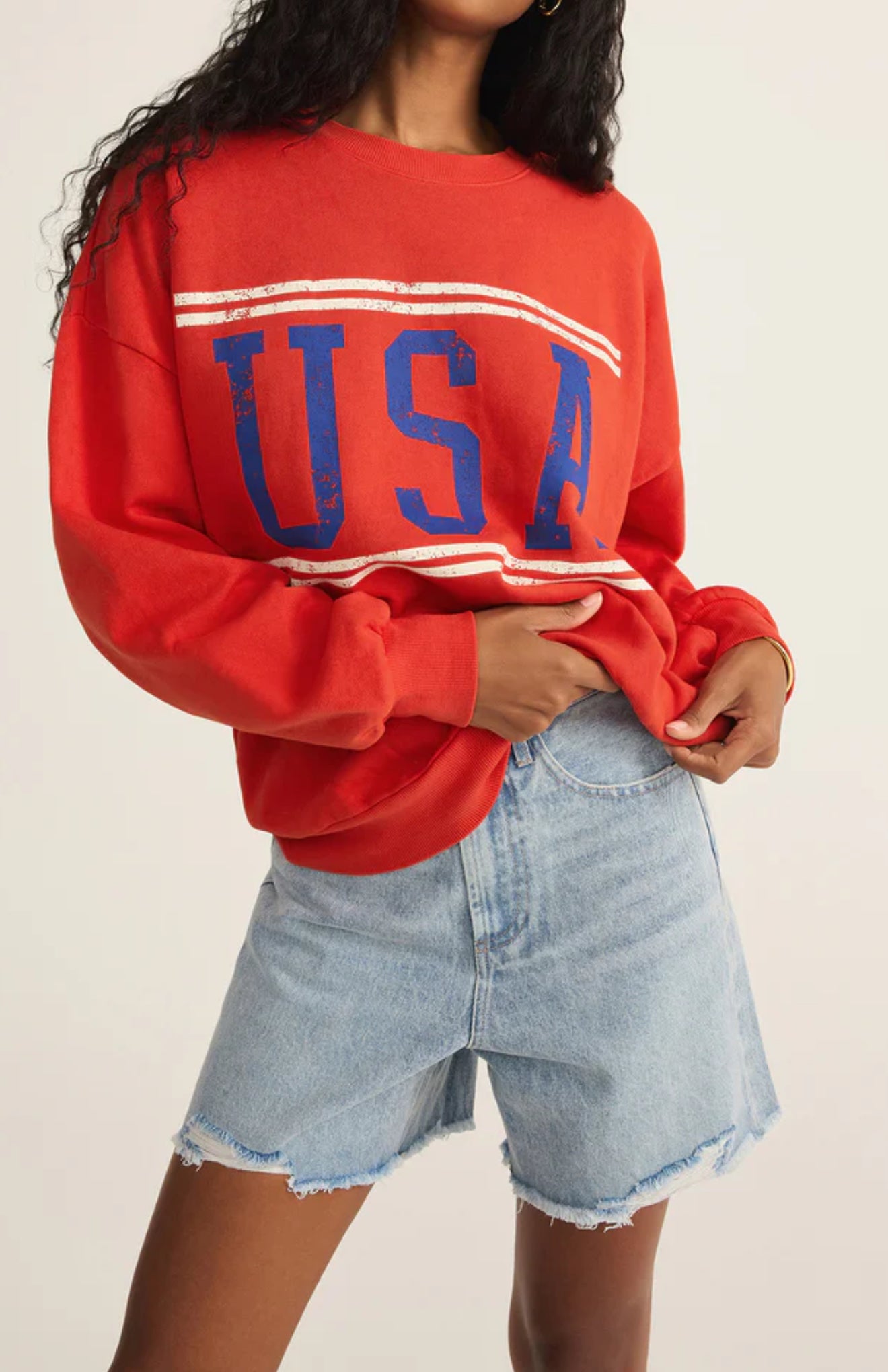 Z Supply USA Sunday Sweatshirt - Cabana Red