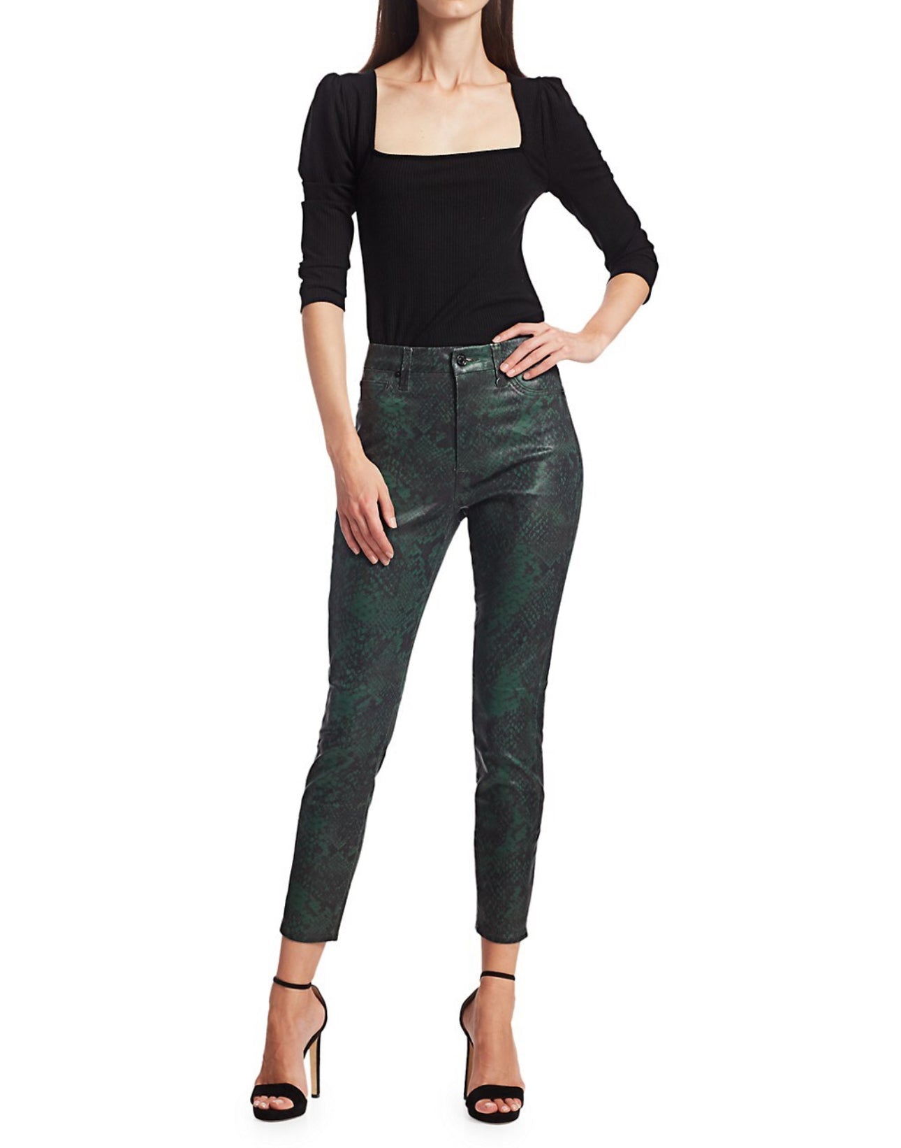 7 For All Mankind Snake Print High-Rise Skinny Ankle Jeans