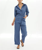 Magnolya Collection Mono Eve Jumpsuit - Blue W/Red Motifs