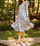 Sail To Sable French Floral V-Neck Smocked Midi Dress