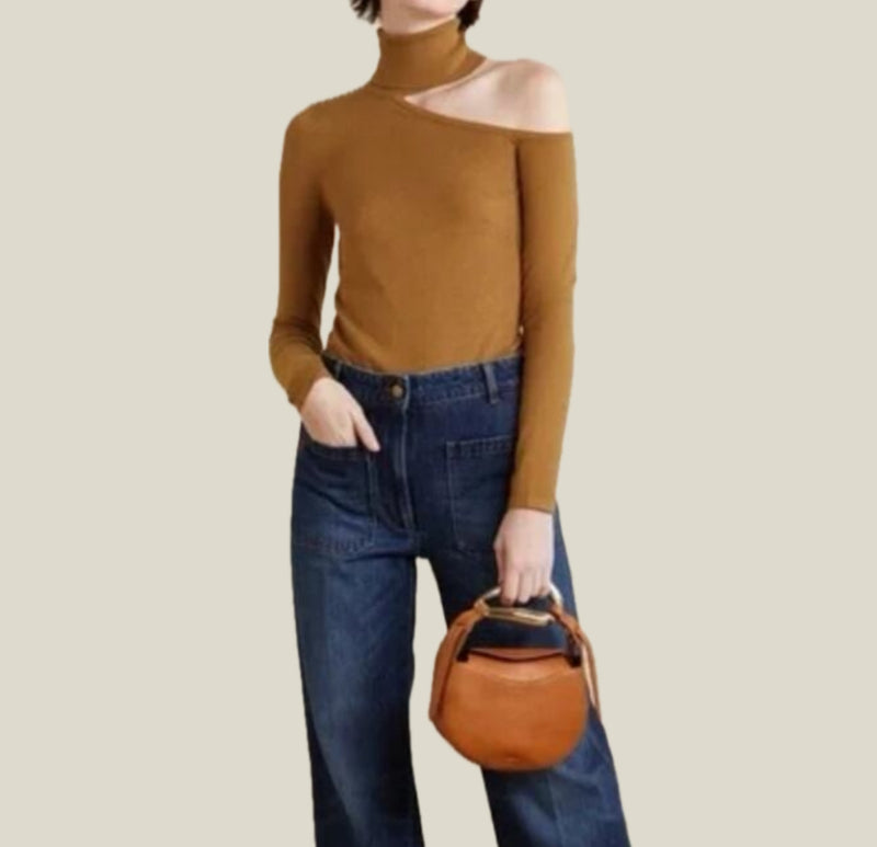 L’Agence Nicky Cutout Turtleneck Sweater - Ginger